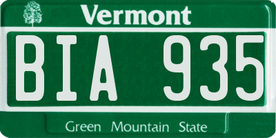 VT license plate BIA935