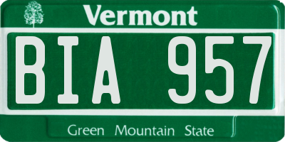 VT license plate BIA957