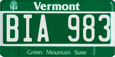 VT license plate BIA983