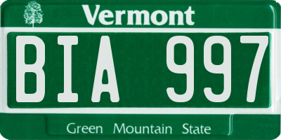 VT license plate BIA997