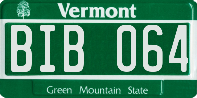 VT license plate BIB064