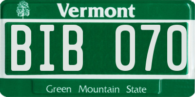 VT license plate BIB070