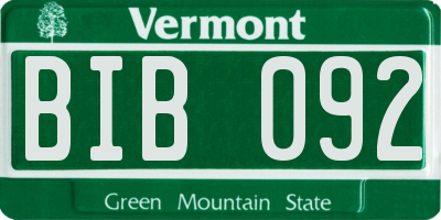 VT license plate BIB092
