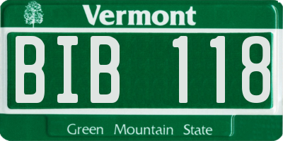 VT license plate BIB118