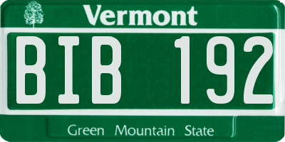 VT license plate BIB192