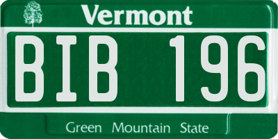 VT license plate BIB196