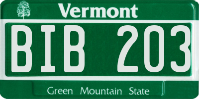 VT license plate BIB203