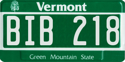VT license plate BIB218