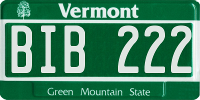 VT license plate BIB222