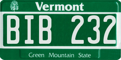 VT license plate BIB232