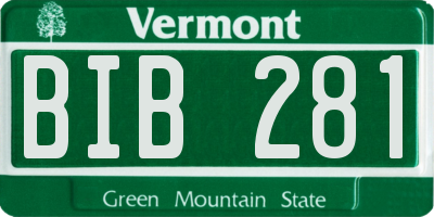 VT license plate BIB281