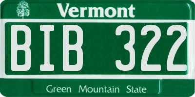 VT license plate BIB322