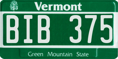 VT license plate BIB375
