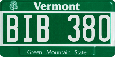 VT license plate BIB380