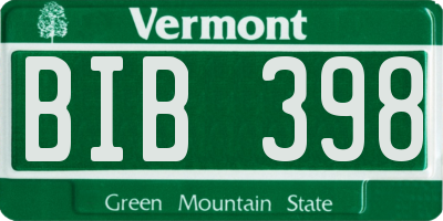 VT license plate BIB398