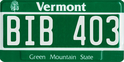 VT license plate BIB403