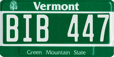 VT license plate BIB447