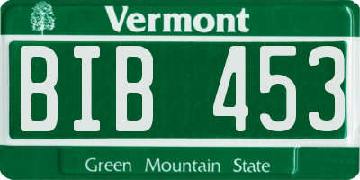 VT license plate BIB453