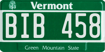 VT license plate BIB458