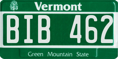 VT license plate BIB462