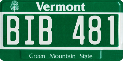 VT license plate BIB481