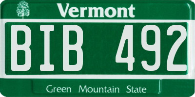 VT license plate BIB492
