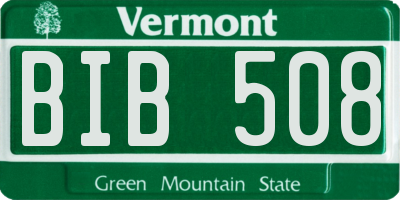 VT license plate BIB508