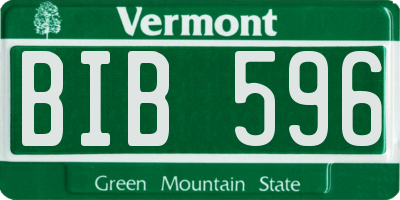 VT license plate BIB596