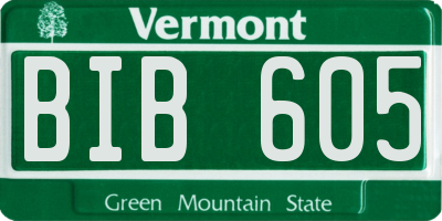 VT license plate BIB605