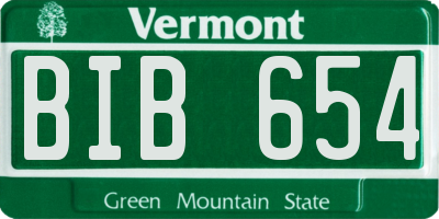 VT license plate BIB654