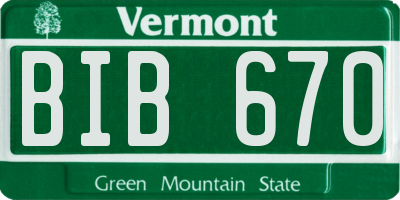 VT license plate BIB670