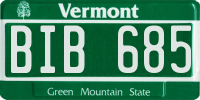 VT license plate BIB685