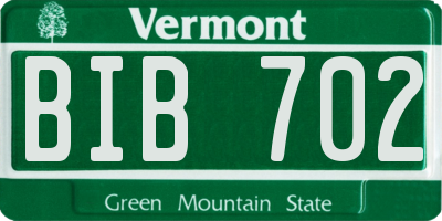VT license plate BIB702
