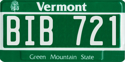 VT license plate BIB721