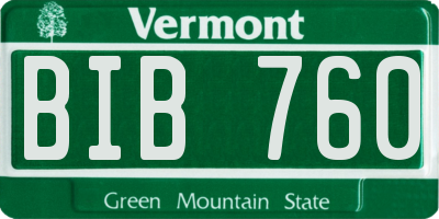 VT license plate BIB760