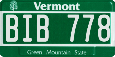VT license plate BIB778