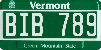 VT license plate BIB789