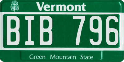 VT license plate BIB796
