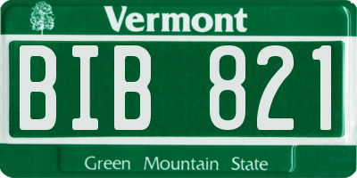 VT license plate BIB821