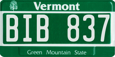 VT license plate BIB837