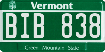 VT license plate BIB838