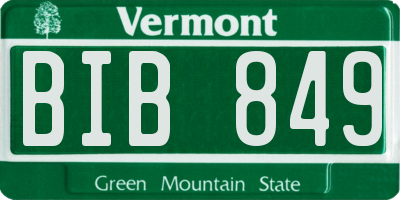 VT license plate BIB849