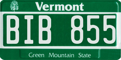 VT license plate BIB855