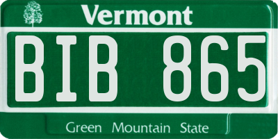 VT license plate BIB865