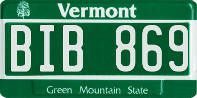 VT license plate BIB869