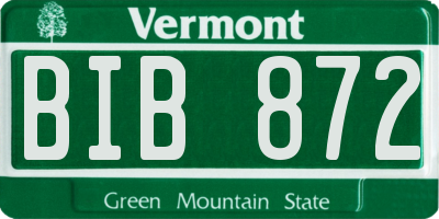 VT license plate BIB872