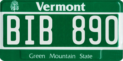 VT license plate BIB890