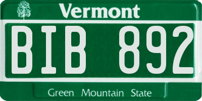 VT license plate BIB892