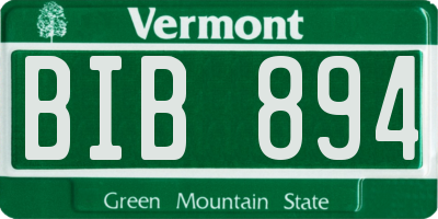 VT license plate BIB894