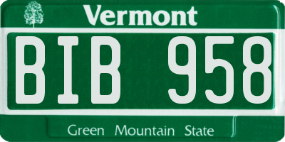 VT license plate BIB958